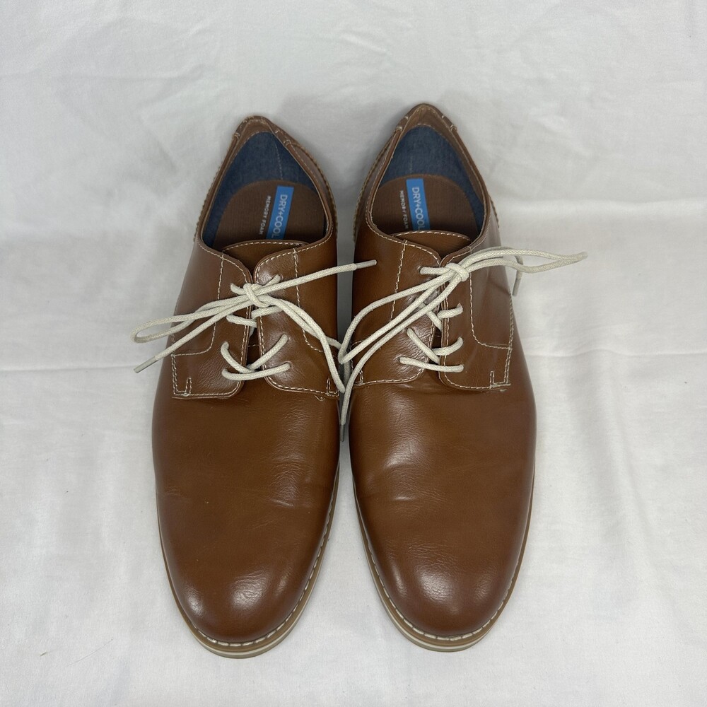 St John's Bay Shoes Mens Size 10.5 Brown Oxford Slater Memory Foam Dry+Cool